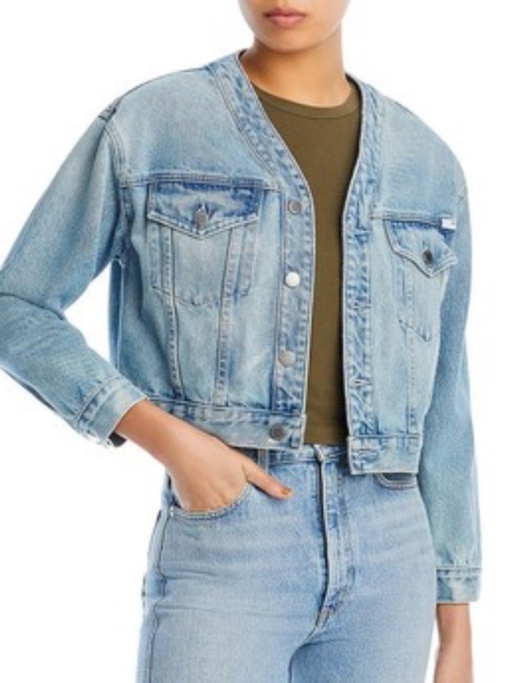 New AG Alanna Cropped Denim Jacket in Size Small